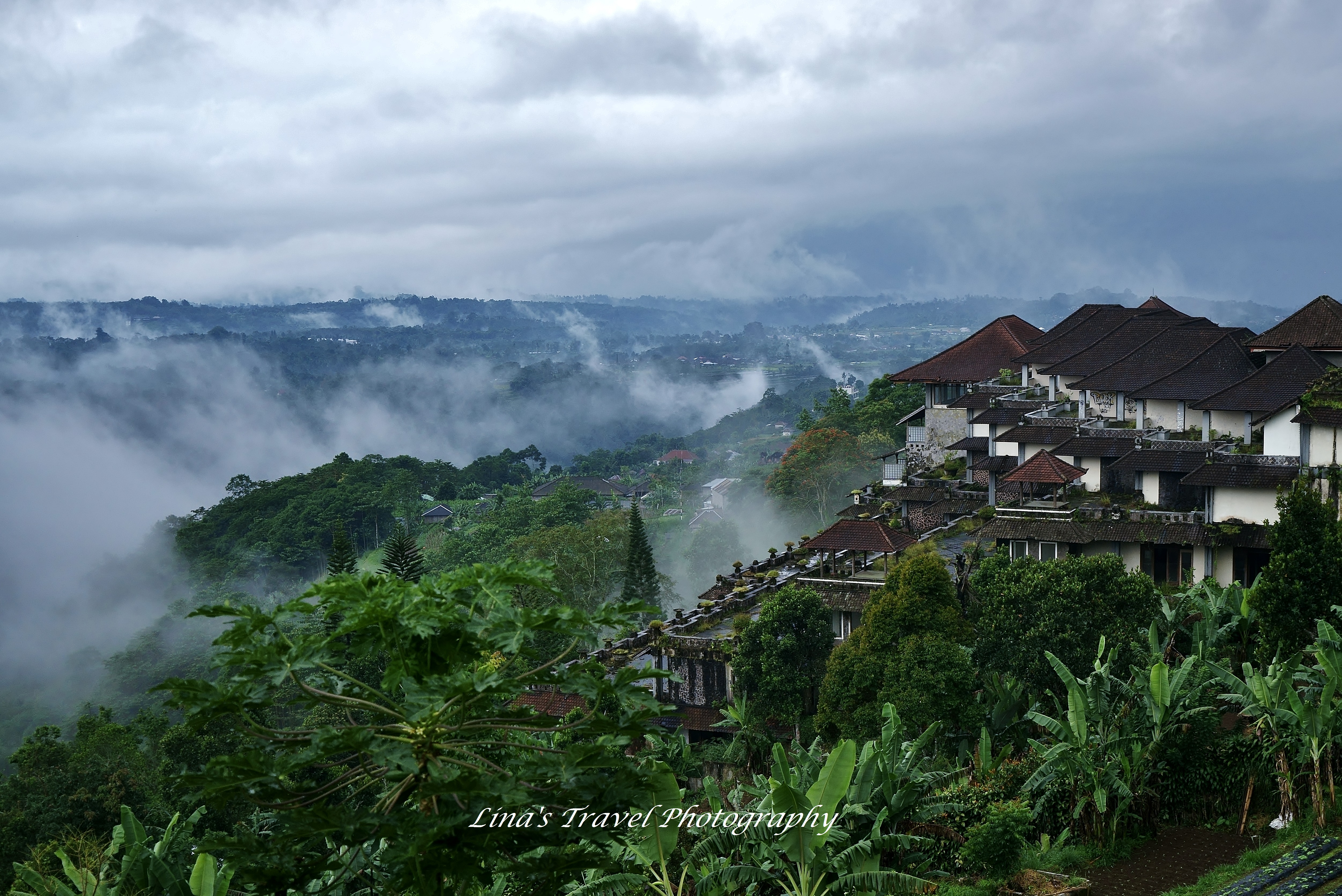 Village in foggy near Blatan Lake, Ubud, Bali, Indonesia