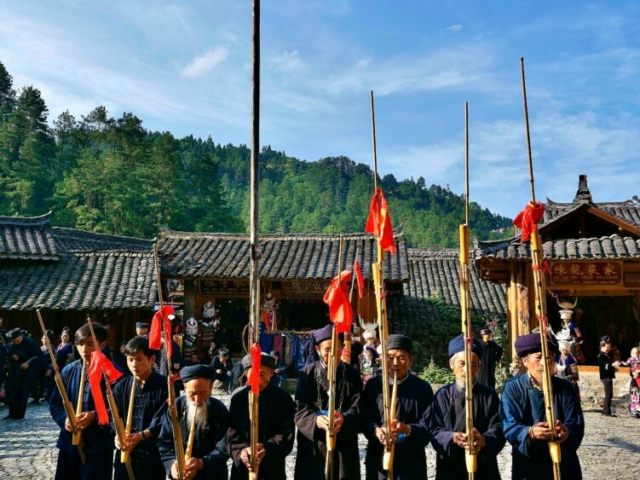 Miao Ethnic People Dance, Langde Upper Village, Xijiang, Guizhou, China