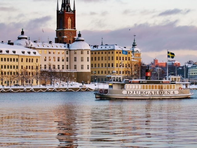 Riddarholmskyrkan (The Knight's Islet) in reflection, Riddarholmen, Stockholm, Sweden