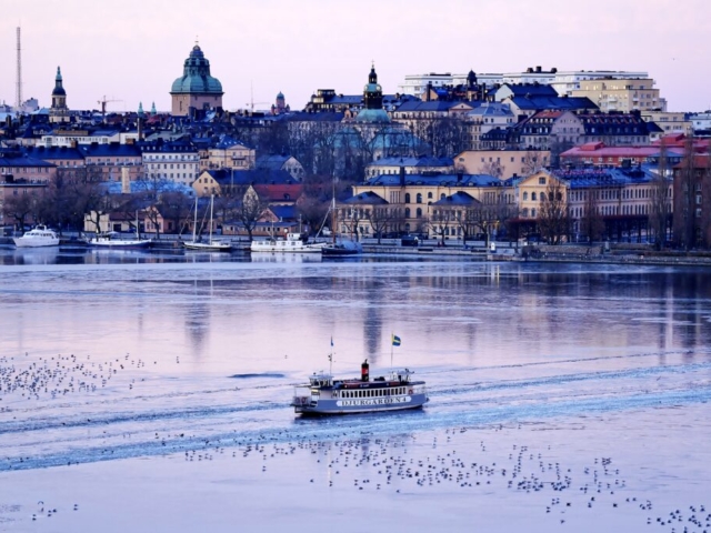 Riddarfjärden and Norrmälarstrand in Winter time, Stockholm, Sweden