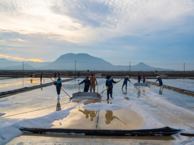 Phuong Cuu Salt Field in sunrise, Ninh Hai, Ninh Thuan, Vietnam