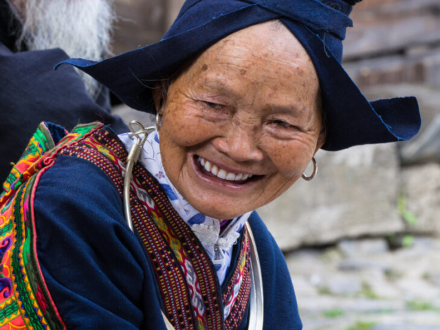 Smile from Langde Upper Village of Miao ethnic people, Guizhou, China
