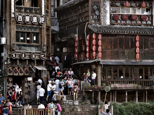 A new busy day has just started, Fenghuang Ancient Town, Hunan, China